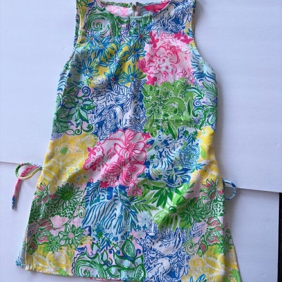 Lilly Pulitzer Donna Top Tunic Cheek to Cheek Green Yellow Blue Pink XS Bow - Picture 6 of 14